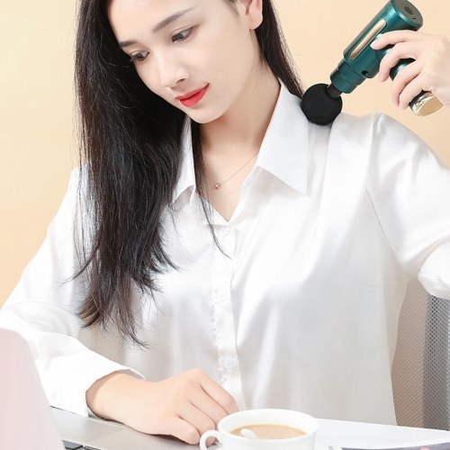 Portable Fascia Massage Gun with 4 Replaceable Massage Heads 6 Vibration Speeds Type-C Charge