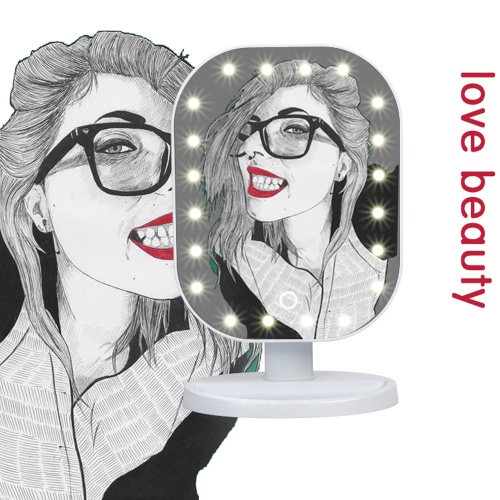 

Fashion High Quality 20 LED Light Lady Girl Beauty Cosmetic Square Vanity Desk Stand Makeup Mirror ABS Touch Screen