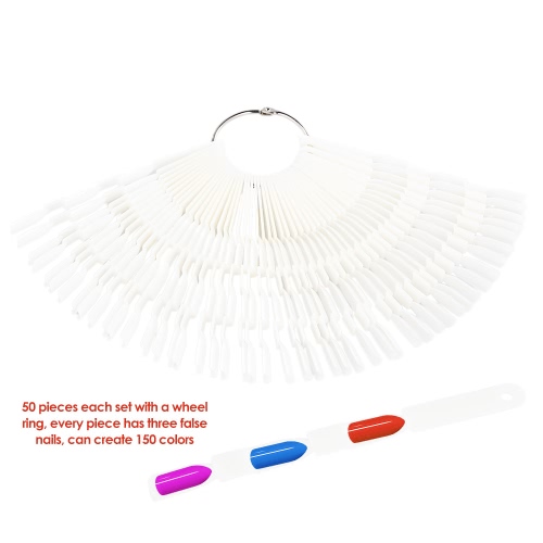 

50 Pcs False Nail Art Tip Sticks Nail Art Practice Board Polish Foldable Window Display Practice Fan Beauty Practice Sticker