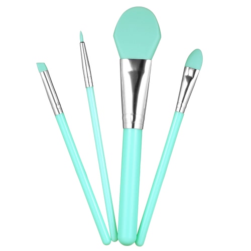 4Pcs Maquillage de silicone Ensemble de brosse Masque de masque Fond d'ombre à la peau Ombre à paupières Brosse à sourcils Outil cosmétiques Couleur facultative