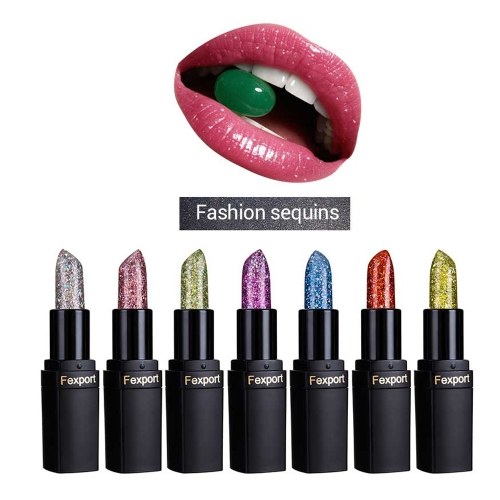 

F6106 Fexport Shiny Green Transparent Diamond Lip Balm Crystal Magic Temperature Color Change Lipsticks