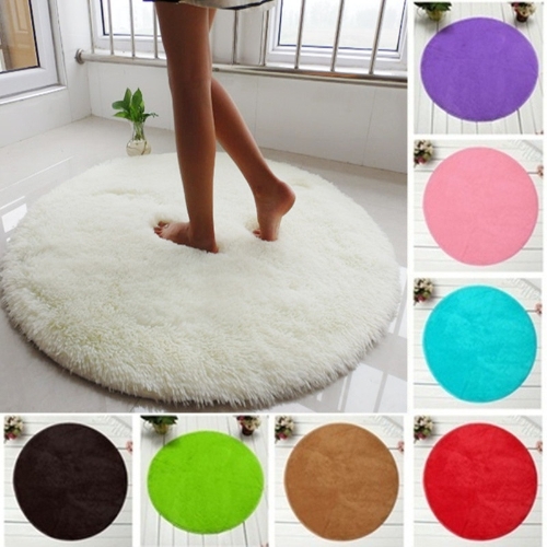 40cm*40cm Soft Bath Bedroom Floor Shower Round Mat Rug Non-slip Black