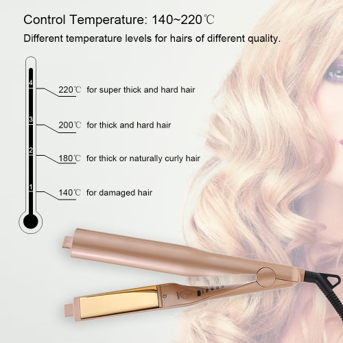 

Second Hand Professional Safe Digital Electric Fashionable PTC Ceramic Titanium Plate Flat Hair Straightener Curler 2-In-1 Straightening Curling Iron Anti-scald 4 Temperature Level