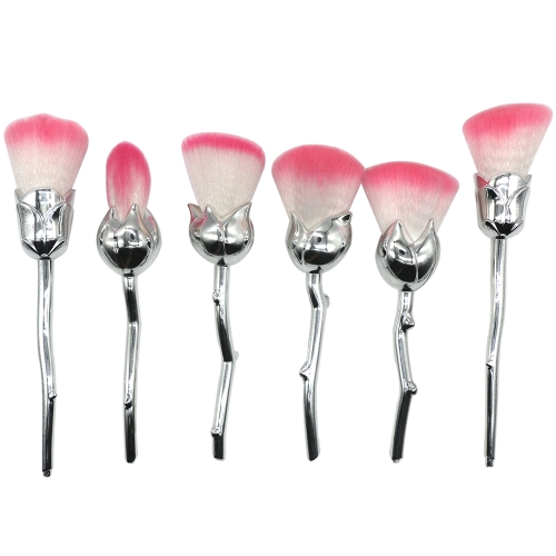 6pcs Rose Flower Makeup Brush Kit Foundation Powder Highlight Contour Plating Make up Brushes Cosmetics Tool