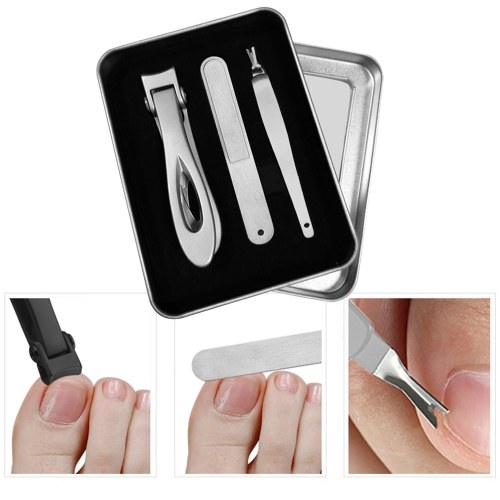 

3шт Нержавеющая сталь Nail Clipper Машинка для маникюра и педикюра Набор для триммера для ногтей для путешествий и ухода с футляром для хранения