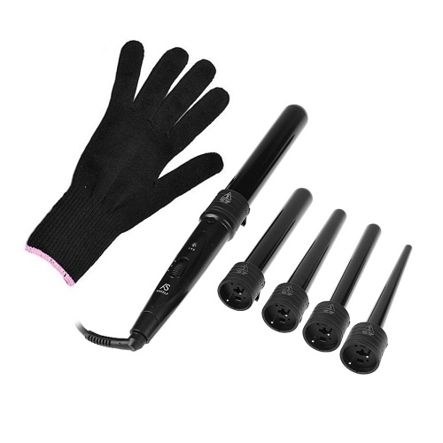 

Секонд-Айн Профессиональный валик для завивки волос 5 в 1 функции Цилиндрический 5 Керлинг Утюги Палочка Набор Перчатки для волос Керлинг Инструмент Черный EU Plug