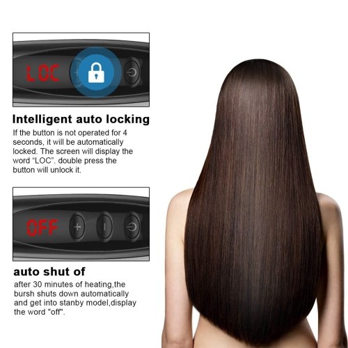 Electric Heated Hot Hair Brush Hair Straightening Brush with Adjustable Temp for All Hair Types 