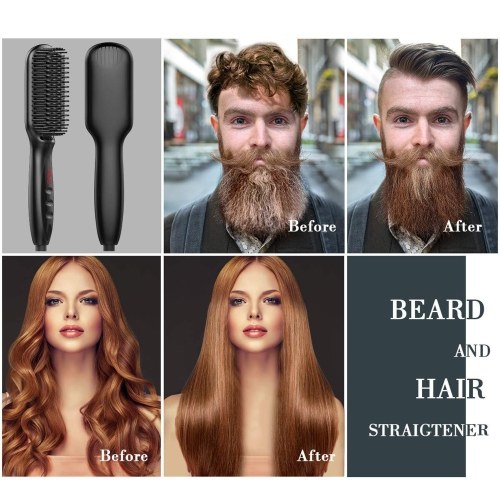 Electric Heated Hot Hair Brush Hair Straightening Brush with Adjustable Temp for All Hair Types 