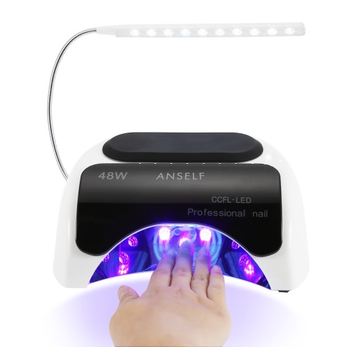 Anself 48W LED + CCFL Nail Lamp Nail Gel Dryer Nail Curing Machine Fingernail & Toenail Gel Curing 110-240V Nail Art Painting Salon Tool White US Plug