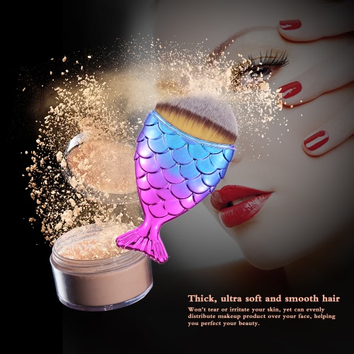 

1pc Professional Mermaid Foundation Blusher Face Powder Cosmetic Makeup Brush Beauty Tool Mermaid Tail