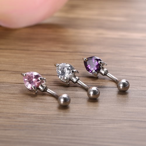 

1Pc живота кольцо Navel кнопки Бар Пирсинг ювелирные изделия из нержавеющей стали Пирсинг Бар форме сердца Фиолетовый