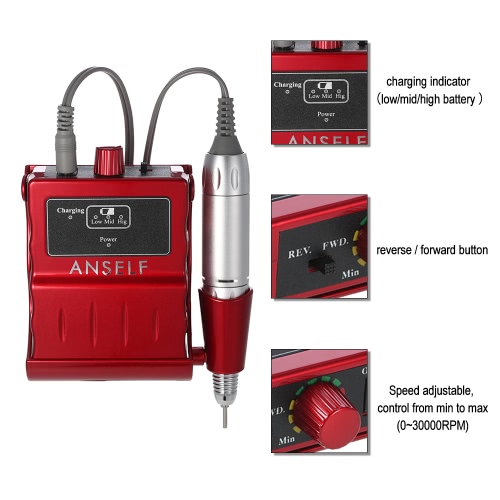 

Anself Electric Nail Drill Machine Portable Acrylic Nail Mini Polisher Pedicure & Manicure Kit Rechargeable Nail Nursing Care EU Plug