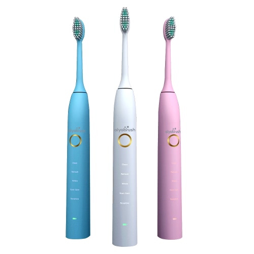 Aiyabrush Sonic Electric Toothbrush 5 Modes Adult Tooth Brush 2 Minute Timer 2 Replacement Heads IPX7 Rechargeable USB Charge ZR501