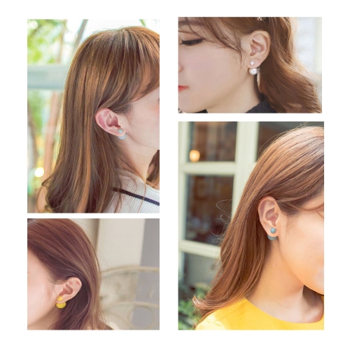 

1 Pair Fashion Double Side Earrings Big Pearl Stud Ear Jewelry for Women