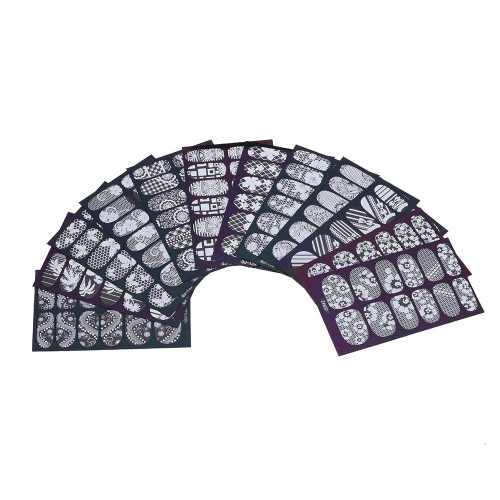 

12pcs/pack Fashion Designs 3D White Lace Nail Art Stickers Transparent Flower Nail Decals DIY DecorationsTools