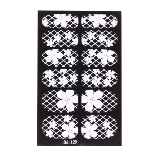 12pcs/pack DecorationsTools White Lace Nail Art adesivi trasparente fiore Nail decalcomanie DIY 3D disegni di moda