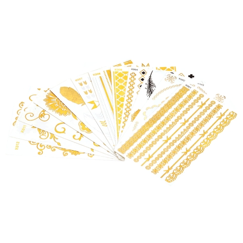 Tatuaggio temporaneo metallico oro gioielli in argento ispirata tatuaggi Flash Sticker