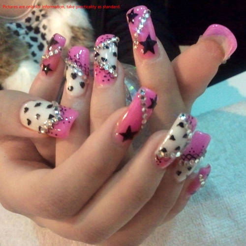

1Set 6 Styles DIY Black Nail Art Stickers Tips Decoration Mixed Style Round Wheel Nail Tools