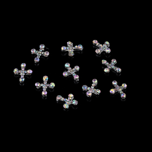 

10Pcs 3D Nails Art Tools Cross Rhinestones Art Alloy Decorations Glitters DIY