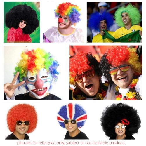 

Afro Wig Pink Fancy Dress Curly Men Ladies Clown Hair Disco Football Supporter