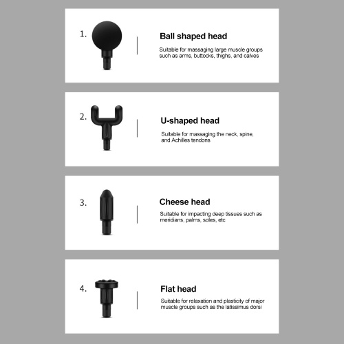 Portable Fascia Massage Gun with 4 Replaceable Massage Heads 6 Vibration Speeds Type-C Charge 