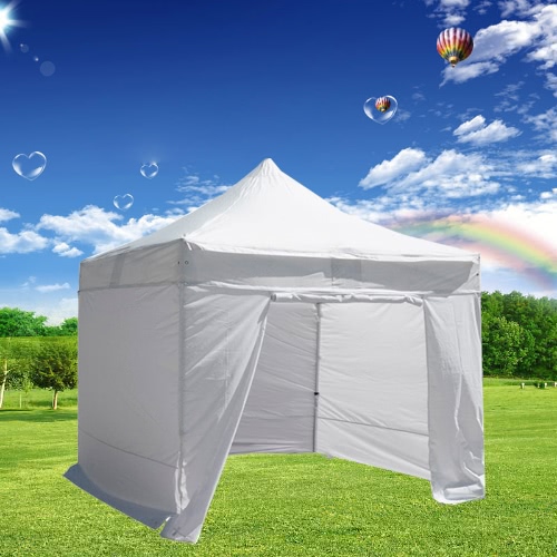 Folding tenda PLITECH qualidade de dobramento Marquee Gazebo 40mm, estrutura em alumínio + 4 lados impermeável lonas em poliéster revestido de PVC 300 g/m ² 3x3m para profissional e necessidades individuais para Regular uso branco