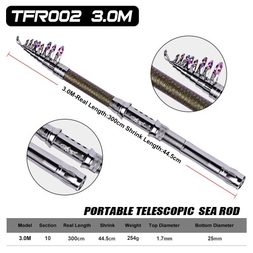 Lightweight Carbon Fiber Travel Fishing Rod Pole