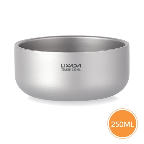 Lixada 250 ml Double Mur Titanium Bol Salade de Fruits Dîner Bol pour la Maison En Plein Air Camping Randonnée Pique-Nique