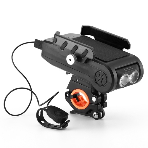 

4 IN 1 Bicycle Front Light Horn Phone Holder with Power Bank Function for MTB Bicycle Road Bike Scooter