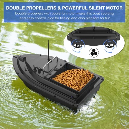 12000mAh GPS Fishing Bait Boat Wireless control Automatic Return Bait Boat 400-500M Remote Range 4.4lb Large Bait Container 16 Arbitrary Positioning Points 5 Levels Wave Resistant 