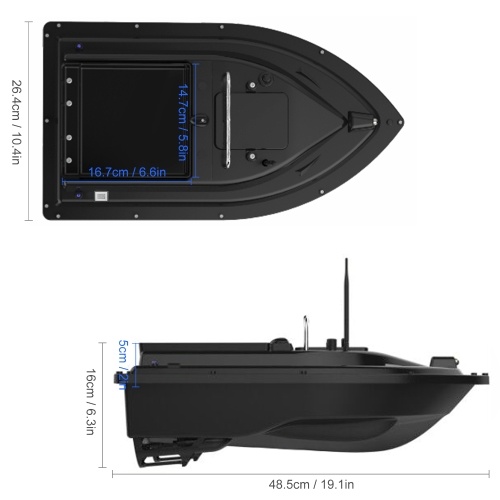 12000mAh GPS Fishing Bait Boat Wireless control Automatic Return Bait Boat 400-500M Remote Range 4.4lb Large Bait Container 16 Arbitrary Positioning Points 5 Levels Wave Resistant 