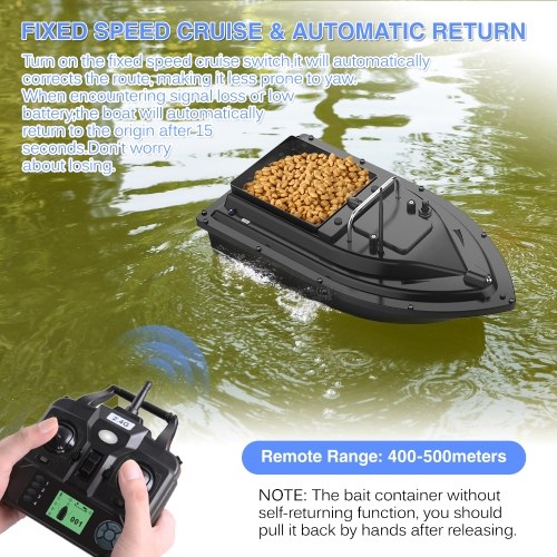12000mAh GPS Fishing Bait Boat Wireless control Automatic Return Bait Boat 400-500M Remote Range 4.4lb Large Bait Container 16 Arbitrary Positioning Points 5 Levels Wave Resistant 