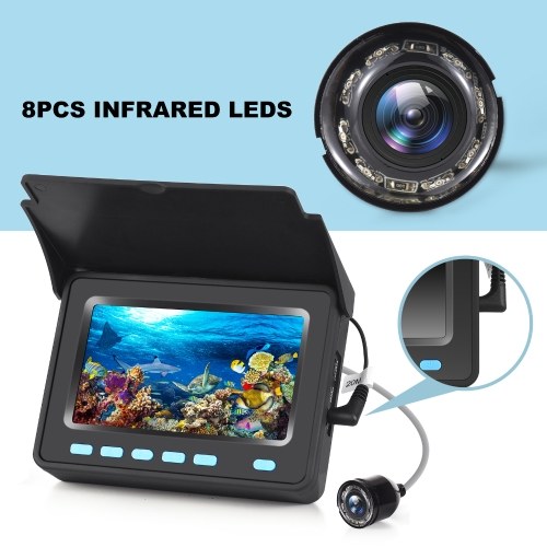 20M/30M 1200TVL Underwater Fishing Camera Fish Finder 4.3`` LCD Monitor 8PCS IR LED Night Vision Camera for Ice Boat Fishing 