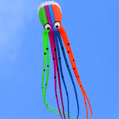 800cm / 26ft seule ligne énorme Octopus Kite doux Frameless Kite Kite Squid Enfants Adultes Aucune Assemblée Needed 8 Tails longues Parfait vacances f ou Beach Park