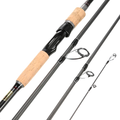 4 secções de fibra de carbono Baitcasting portátil Girar pesca Rod Médio pesca Rod Pole por água salgada e água doce