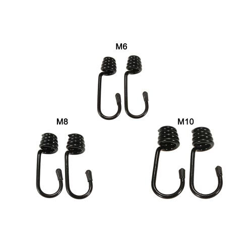 

2pcs 6/8/10mm Bungee Cord Tie Down Hook Shock Cord Loop Rope Plastic-coated Steel Wire Spiral Hooks