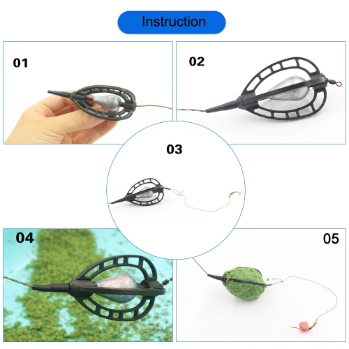 Fishing Tackle Bait Cages Carp Fishing Lure Swivel with Lead Sinker Fishing Bait Cage Basket Holder