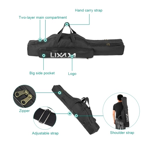 

Lixada 100cm/130cm/150cm Fishing Bag Portable Folding Fishing Rod Reel Bag Fishing Pole Gear Tackle Tool Carry Case Carrier Travel Bag Storage Bag Organizer