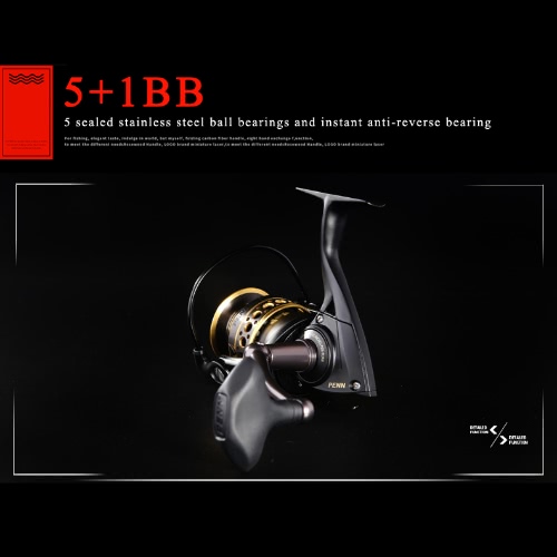 

PENN BATTLE II Spinning Fishing Reel 5+1BB Ball Bearings 6.2:1 Left/Right Interchangeable Collapsible Handle Fishing Wheel