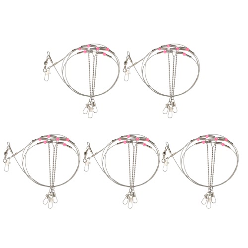 Lixada 5pcs Anti-Winding Swivel String Fishing Hook Stainless Steel Fishing Rigs Wire Leader Trace Fishing Accessories with Snap