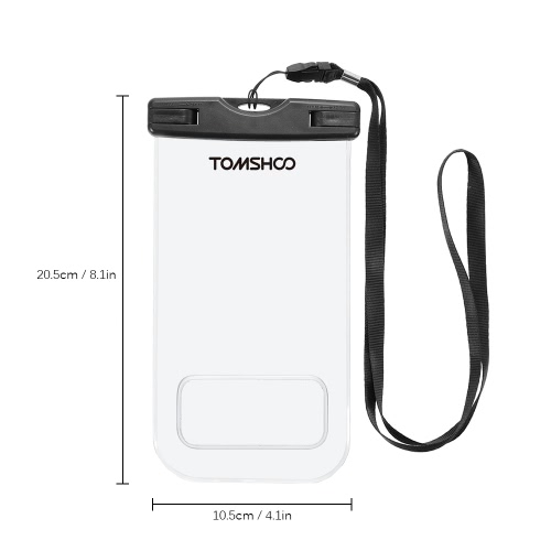 

TOMSHOO Waterproof Phone Case Dry Bag Pouch Transparent Touch Screen Cellphone Case for 6.0" Devices