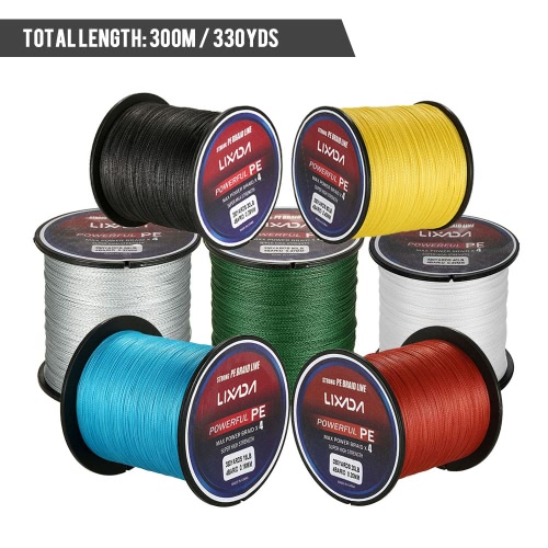 

Lixada 300M / 330Yds 4 Strands PE Braided Fishing Line Super Strong Multifilament Fishing Line Carp Fish Line Wires Rope Cord 6-60lb