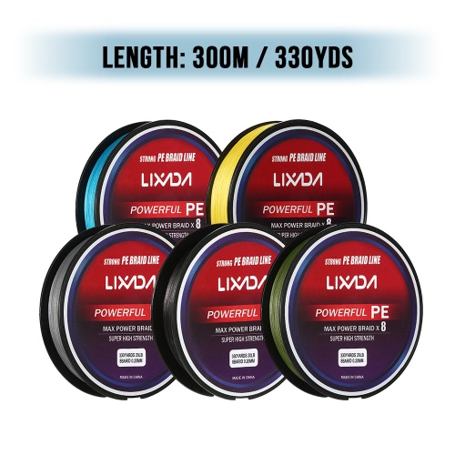 

Lixada 300M / 330Yds 8 Strands PE Braided Fishing Line Super Strong Multifilament Fishing Line Carp Fish Line Wires Rope Cord 20-90lb