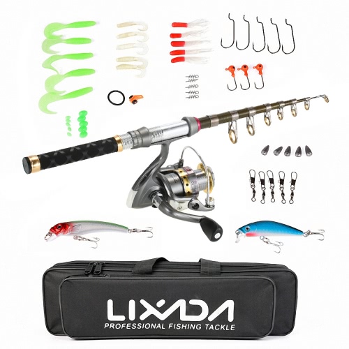 Lixada Full Kit Spinning Fishing Reel Fishing Line Lure Gear Organizer Pole Set -150