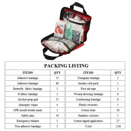 

230PCS Safe Travel First Aid Kit