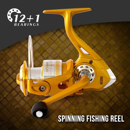12+1BB Ball Bearings 5.2:1 Lightweight Spinning Fishing Reel Tackle Aluminum Spool Foldable Handle Reels Fishing Tackle 1000 3000 4000 5000 6000 Series
