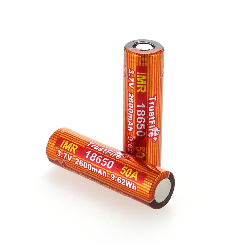 TrustFire 2PCS IMR 18650 Bateria 2600mAh 3.7V 50A Bateria recarregável de iões de lítio de alta velocidade para lanterna LED com cigarro eletrônico