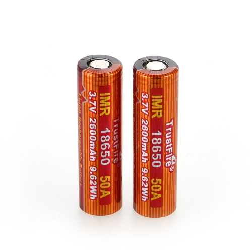 

TrustFire 2PCS IMR 18650 Battery 2600mAh 3.7V 50A High-Rate Rechargeable Li-ion Battery for E-cigarette LED Flashlight