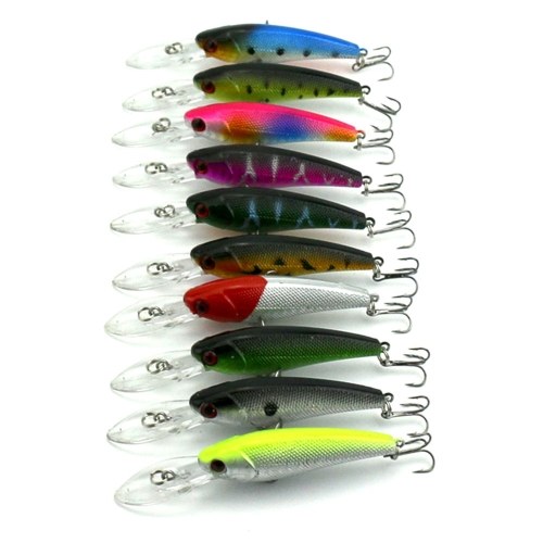 

HENG JIA 10pcs Simulated Fishing Lures Long Tongue Colorful Baits Hard Fish Hook Tools of Angling