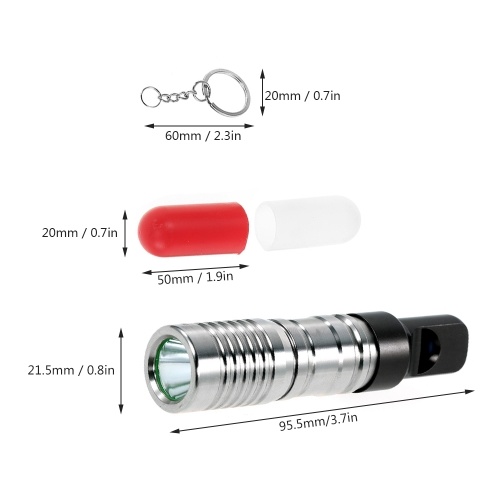 

Versatile Camping Stainless Steel Whistle Flashlight with Key Chain Battery Diffuser Cap for Outdoor Sport Activity Emergency Survival Situation